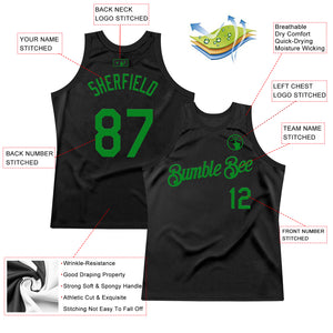 Custom Black Grass Green Authentic Throwback Basketball Jersey