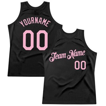 Custom Black Light Pink Authentic Throwback Basketball Jersey