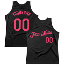 Charger l&#39;image dans la galerie, Custom Black Neon Pink Authentic Throwback Basketball Jersey
