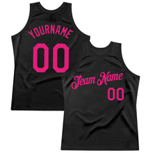 Charger l&#39;image dans la galerie, Custom Black Hot Pink Authentic Throwback Basketball Jersey
