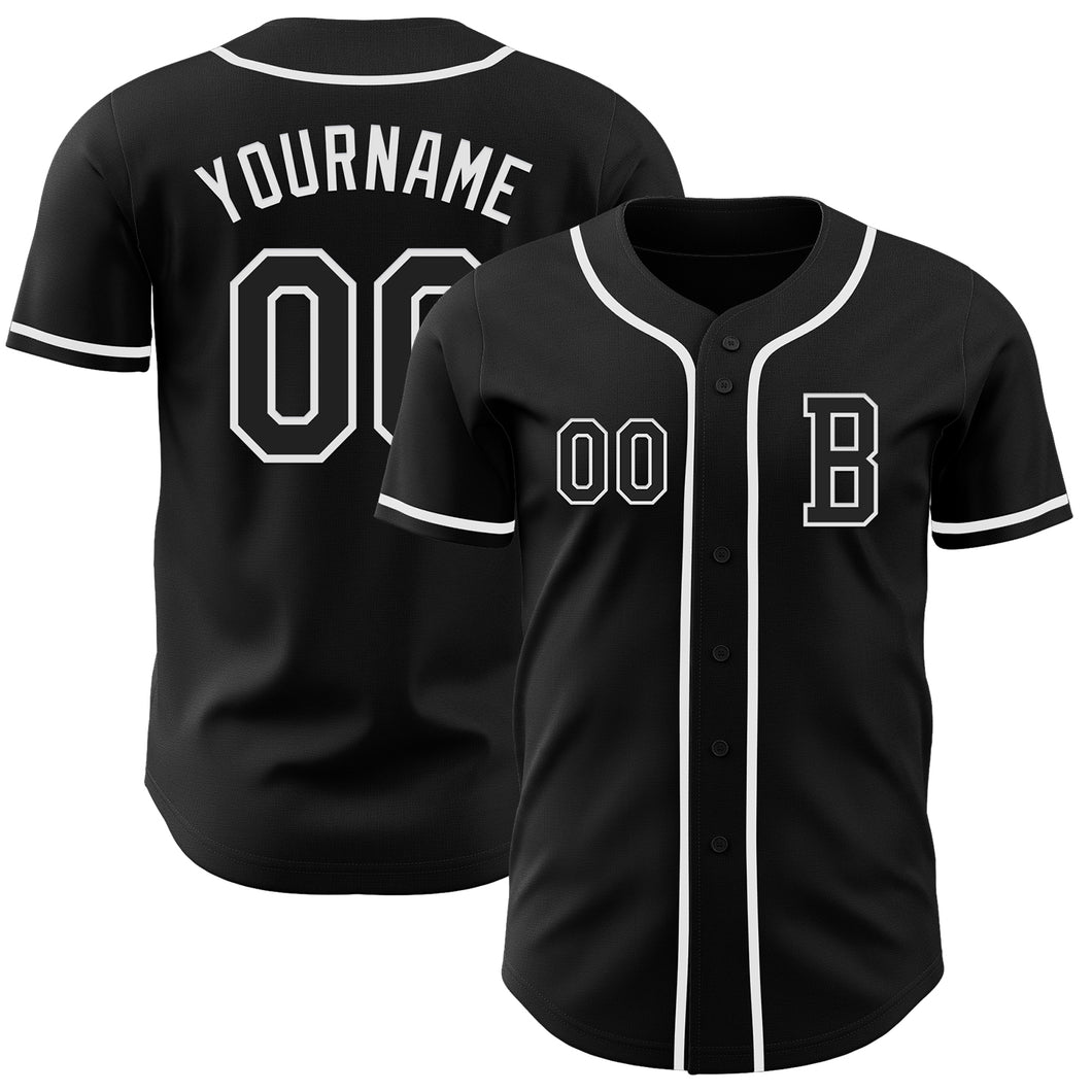 Custom Black White Authentic Baseball Jersey