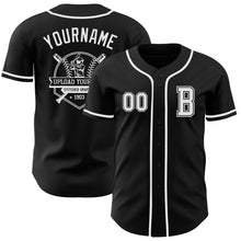 Load image into Gallery viewer, Custom Black White Authentic Baseball Jersey
