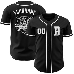 Custom Black White Authentic Baseball Jersey