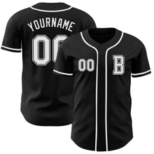 Load image into Gallery viewer, Custom Black White Authentic Baseball Jersey
