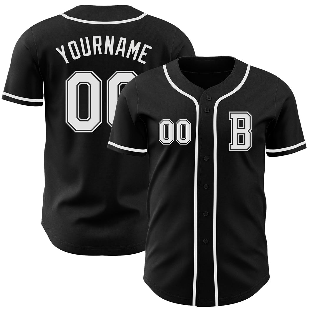 Custom Black White Authentic Baseball Jersey