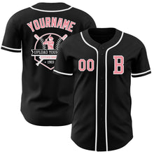 Load image into Gallery viewer, Custom Black Medium Pink-White Authentic Baseball Jersey
