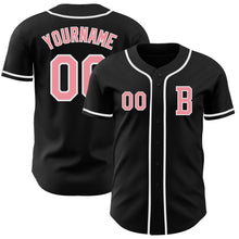 Load image into Gallery viewer, Custom Black Medium Pink-White Authentic Baseball Jersey
