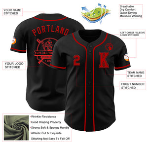 Custom Black Red Authentic Baseball Jersey