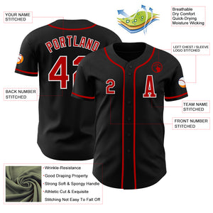 Custom Black Red-White Authentic Baseball Jersey