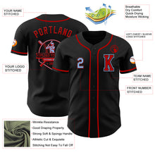 Load image into Gallery viewer, Custom Black Light Blue-Red Authentic Baseball Jersey
