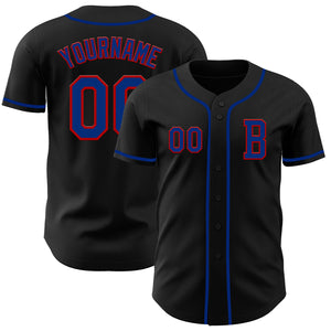 Custom Black Royal-Red Authentic Baseball Jersey