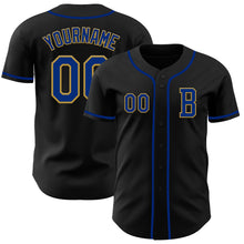 Load image into Gallery viewer, Custom Black Royal-Old Gold Authentic Baseball Jersey
