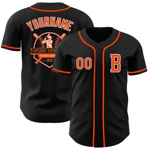 Custom Black Orange-White Authentic Baseball Jersey