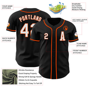 Custom Black White-Orange Authentic Baseball Jersey