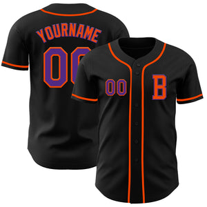 Custom Black Purple-Orange Authentic Baseball Jersey