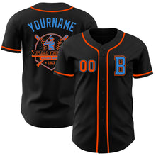 Charger l&#39;image dans la galerie, Custom Black Orange-Electric Blue Authentic Baseball Jersey
