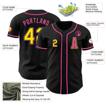 Laden Sie das Bild in den Galerie-Viewer, Custom Black Light Yellow-Pink Authentic Baseball Jersey
