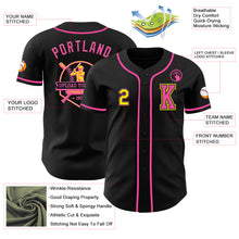 Laden Sie das Bild in den Galerie-Viewer, Custom Black Light Yellow-Pink Authentic Baseball Jersey
