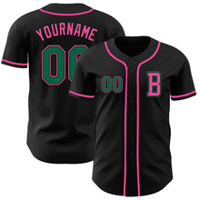 Laden Sie das Bild in den Galerie-Viewer, Custom Black Kelly Green-Pink Authentic Baseball Jersey
