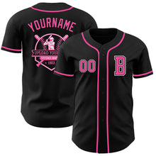 Laden Sie das Bild in den Galerie-Viewer, Custom Black Pink-White Authentic Baseball Jersey
