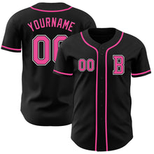 Laden Sie das Bild in den Galerie-Viewer, Custom Black Pink-White Authentic Baseball Jersey
