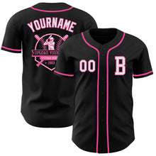 Load image into Gallery viewer, Custom Black White-Pink Authentic Baseball Jersey
