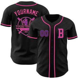 Custom Black Purple-Pink Authentic Baseball Jersey