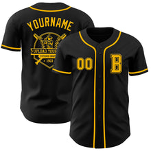 Laden Sie das Bild in den Galerie-Viewer, Custom Black Gold Authentic Baseball Jersey
