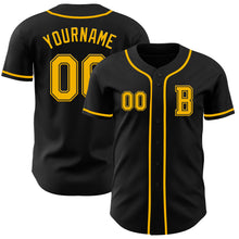 Laden Sie das Bild in den Galerie-Viewer, Custom Black Gold Authentic Baseball Jersey
