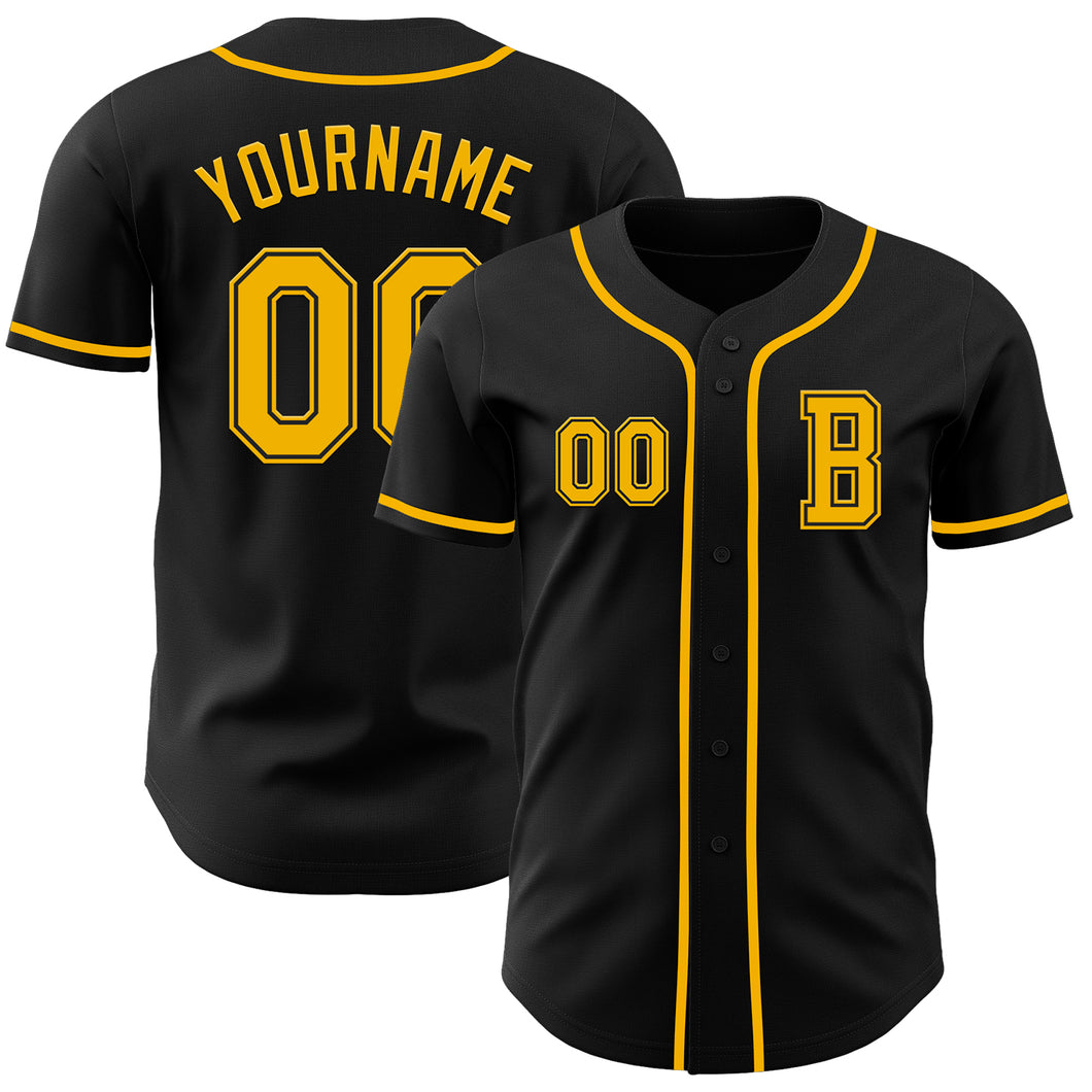 Custom Black Gold Authentic Baseball Jersey