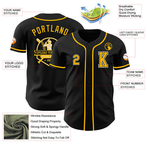 Custom Black Gold-White Authentic Baseball Jersey