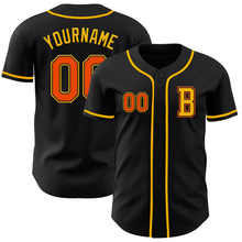 Laden Sie das Bild in den Galerie-Viewer, Custom Black Orange-Gold Authentic Baseball Jersey
