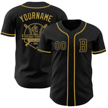 Laden Sie das Bild in den Galerie-Viewer, Custom Black Old Gold Authentic Baseball Jersey
