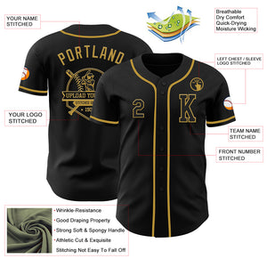 Custom Black Old Gold Authentic Baseball Jersey