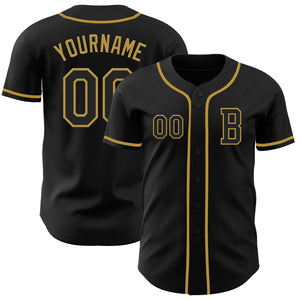 Custom Black Old Gold Authentic Baseball Jersey