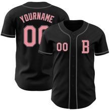 Laden Sie das Bild in den Galerie-Viewer, Custom Black Medium Pink-Steel Gray Authentic Baseball Jersey
