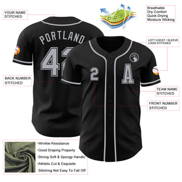 Custom Black Gray Authentic Baseball Jersey