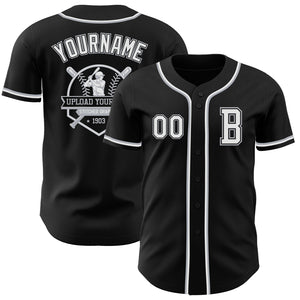 Custom Black White-Gray Authentic Baseball Jersey