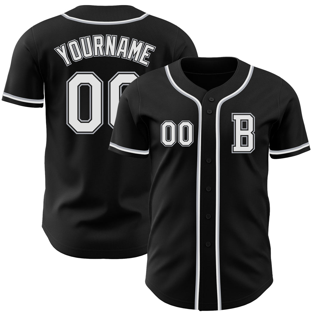 Custom Black White-Gray Authentic Baseball Jersey