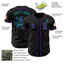 Загрузить изображение в средство просмотра галереи, Custom Black Purple-Teal Authentic Baseball Jersey
