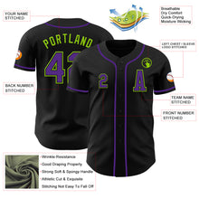 Laden Sie das Bild in den Galerie-Viewer, Custom Black Purple-Neon Green Authentic Baseball Jersey
