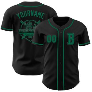 Custom Black Kelly Green Authentic Baseball Jersey