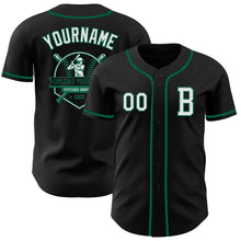 Laden Sie das Bild in den Galerie-Viewer, Custom Black White-Kelly Green Authentic Baseball Jersey
