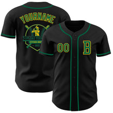 Laden Sie das Bild in den Galerie-Viewer, Custom Black Kelly Green-Gold Authentic Baseball Jersey
