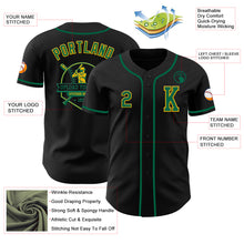 Laden Sie das Bild in den Galerie-Viewer, Custom Black Kelly Green-Gold Authentic Baseball Jersey
