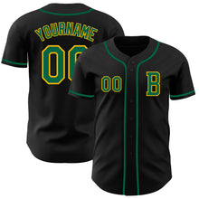 Laden Sie das Bild in den Galerie-Viewer, Custom Black Kelly Green-Gold Authentic Baseball Jersey
