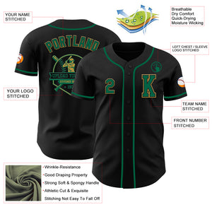 Custom Black Kelly Green-Old Gold Authentic Baseball Jersey