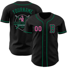 Laden Sie das Bild in den Galerie-Viewer, Custom Black Pink-Kelly Green Authentic Baseball Jersey
