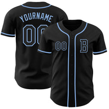 Laden Sie das Bild in den Galerie-Viewer, Custom Black Light Blue Authentic Baseball Jersey
