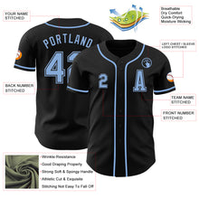 Laden Sie das Bild in den Galerie-Viewer, Custom Black Light Blue Authentic Baseball Jersey
